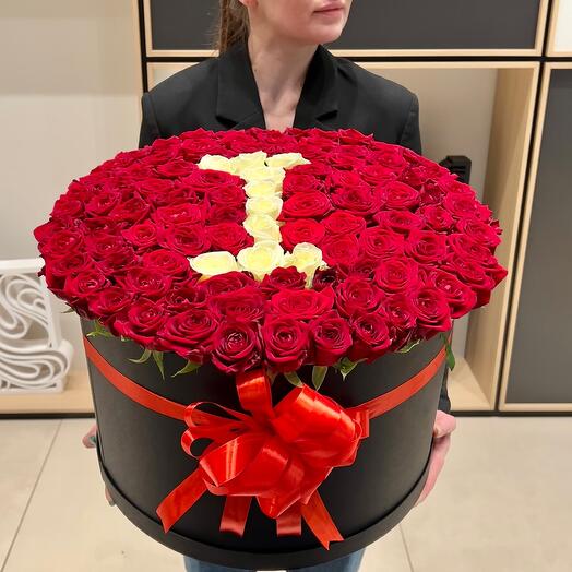101 Roses in a box with any letter
