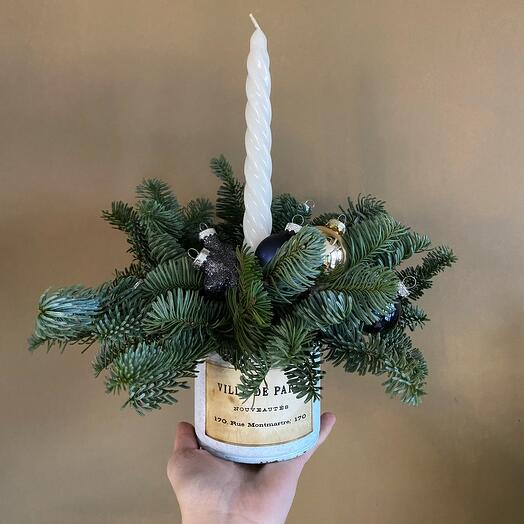 Новогодняя композиция со свечой🌲🕯️