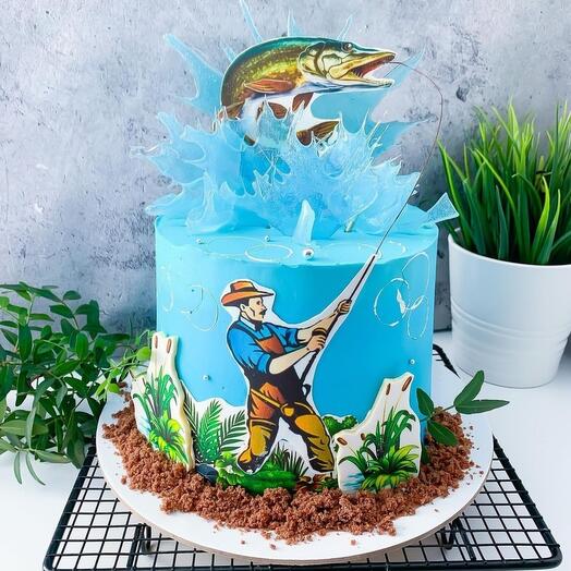 Торт рыбаку "щука на крючке"