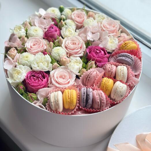 A box of flowers and mini pasta