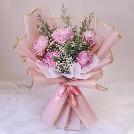 Sweety 5 Pink Peonies Bouquet