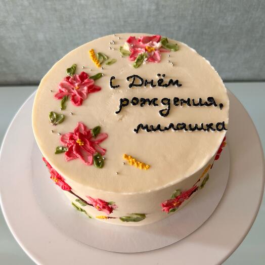 Торт с цветочной росписью