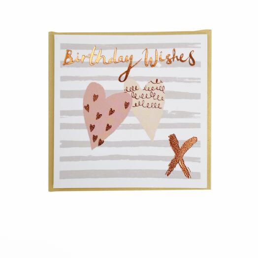 СARD "BIRTHDAY WISHES" 2 HEARTS