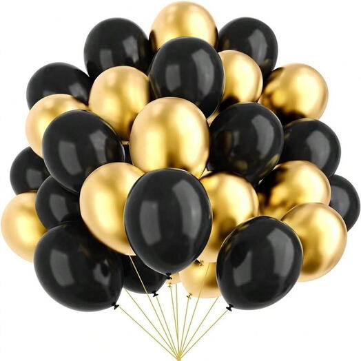 Black   Gold Helium Latex Balloons - 20pcs