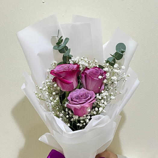 3 Purple Rose Bouquet