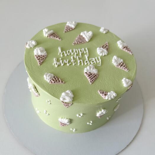 Торт happy birthday с рисунками мороженного