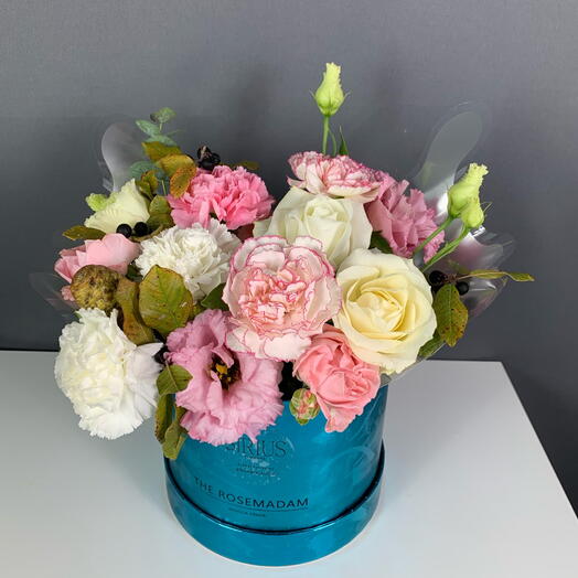 WOW Flower arrangement-Butterfly with carnation, eustoma and rose
