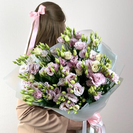 Нежный букет из 15 розовых веток эустомы 0420М-015