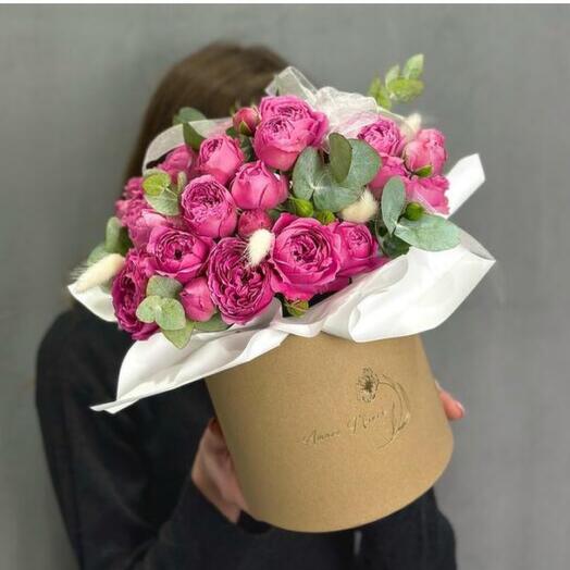 Коробочка из пионовидной розы Мисти Баблз