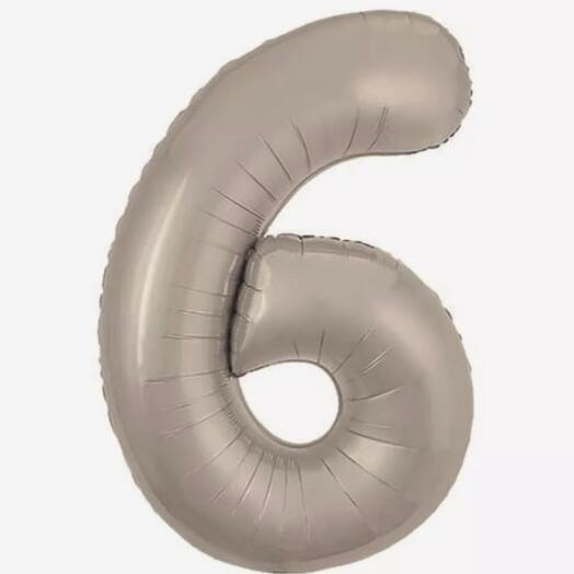 Фольгированный воздушный гелиевый шар цифра 6 крем 102 см (40 дюймов) для украшения праздника и дня рождения