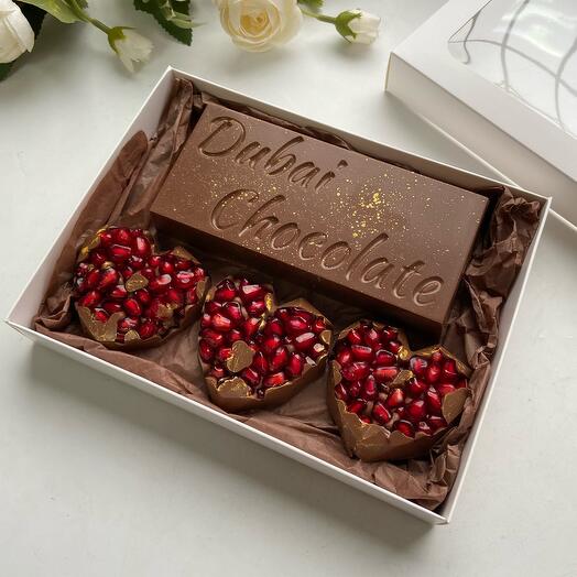 Премиум набор дубайский шоколад и гранат в шоколаде