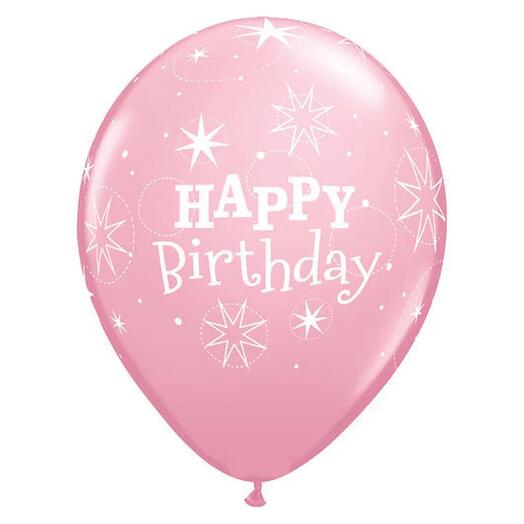 Happy Birthday Rubber Balloon Light Pink