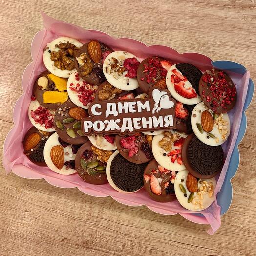 Набор шоколадных медиантов "С Днём рождения" (24шт + топпер)