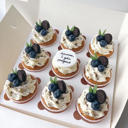 Набор капкейков "С Днём Рождения, мама!" — 9 шт.🎉🧁