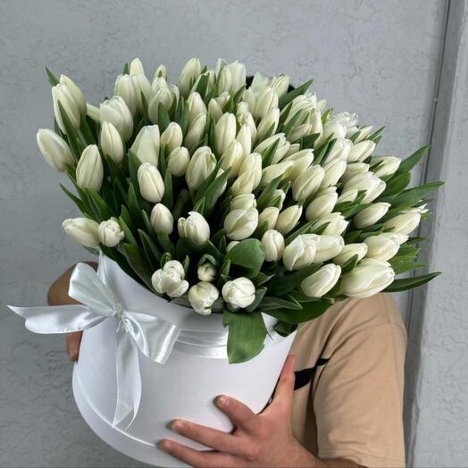 Белые тюльпаны в коробке 🌷