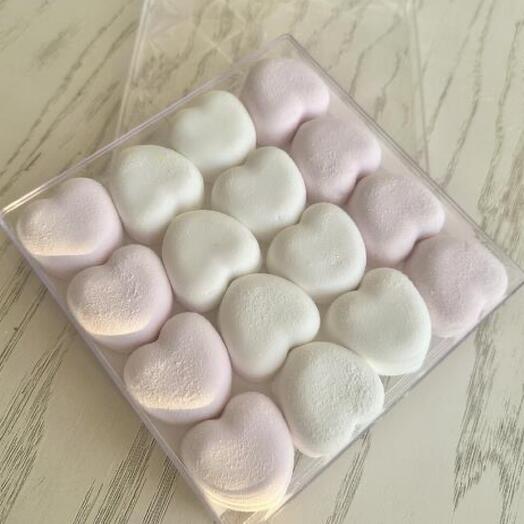 Зефирки сердечки в прозрачной коробке (16 шт.)