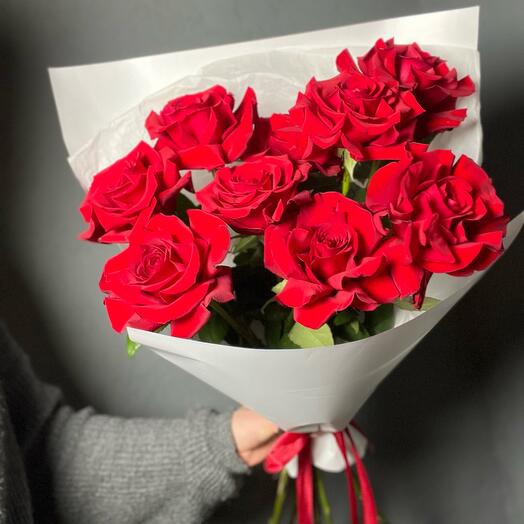 Букет из 9 алых французских роз💔