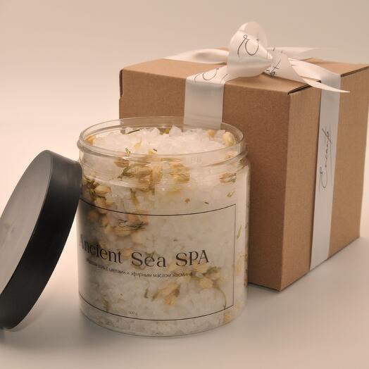 Соль для ванны с эфирным масло и сухоцветами жасмина 500 гр