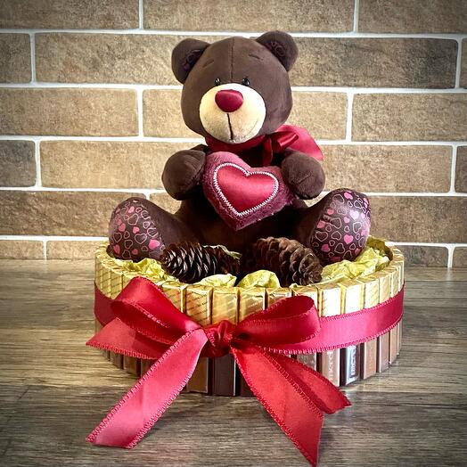 Мишка с конфетами Мерси 🐻тортик большой