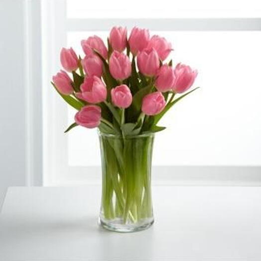 17 Pink Tulips Arrangement