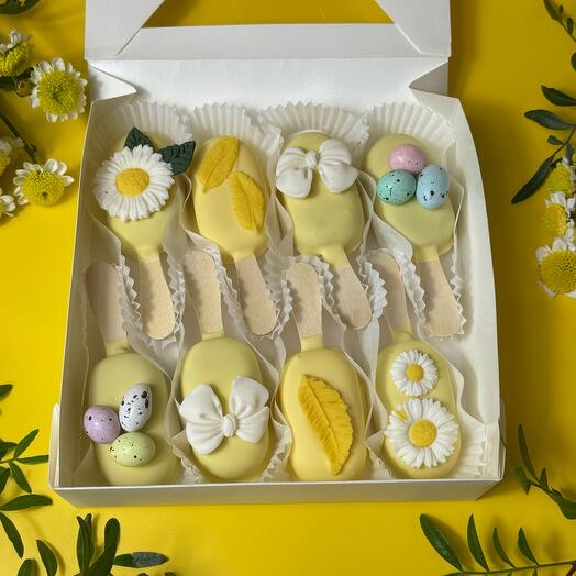 Ассорти эскимо-чизкейков в желтых тонах (8 штук)