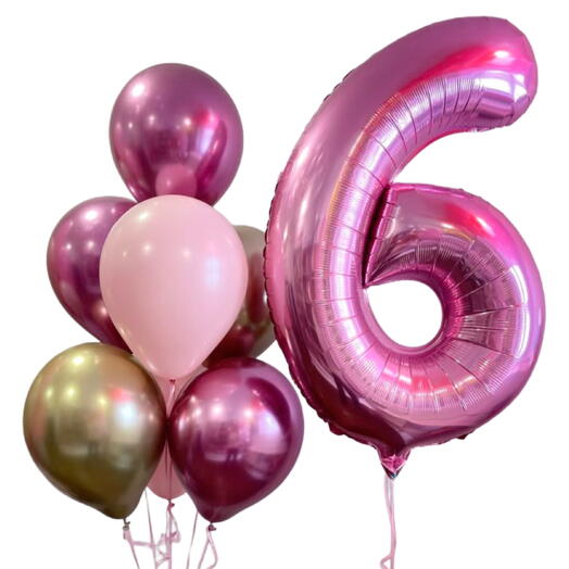 НА ВЫБОР набор воздушных Шаров с цифрой розовой 8 шт. ON CHOICE set of helium balloons pink number 8pcs