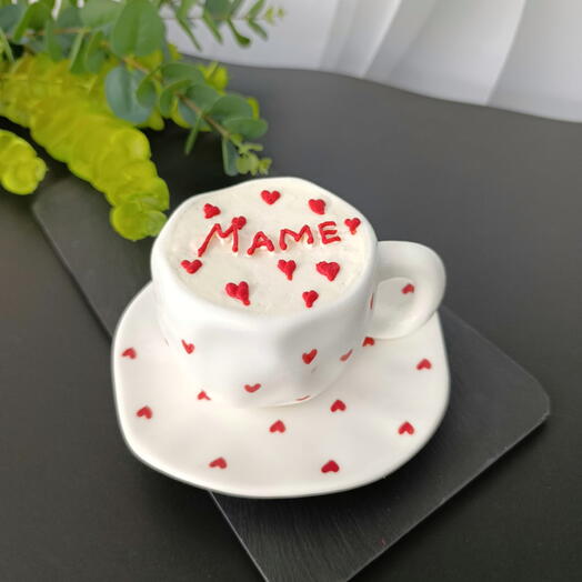 Мини торт в чашке с блюдцем для мамы