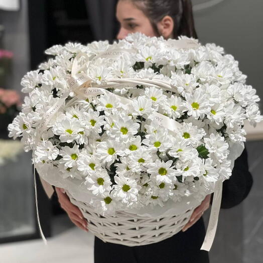 Корзина XXL из хризантем