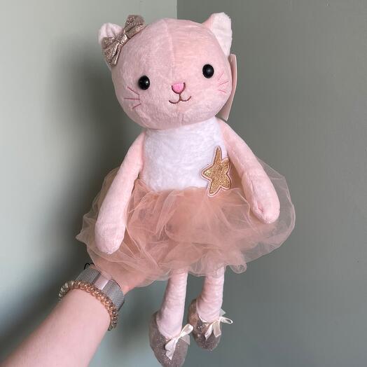 Мягкая игрушка Кошка в платье серебро