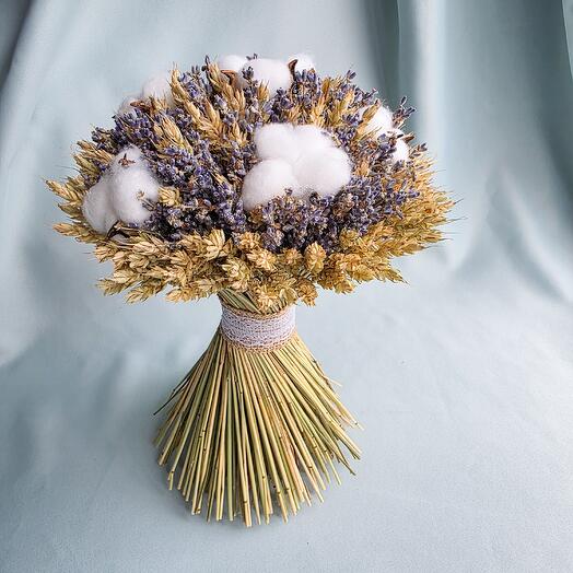 Букет круглый с хлопком🌾