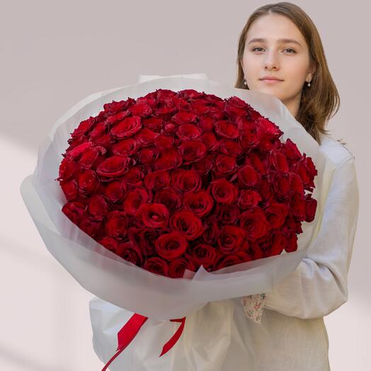 Букет из 101 красной розы кении. Арт.320