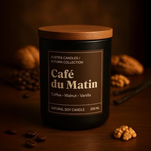 Autumn collection. Soy candle, cafe