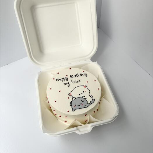 Бенто с котиками и надписью «happy birthday my love» на день рождения, для мужа, жены, девушки, парня, подруги, друга