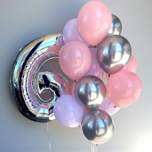 Цифра 6 и фонтан из шаров