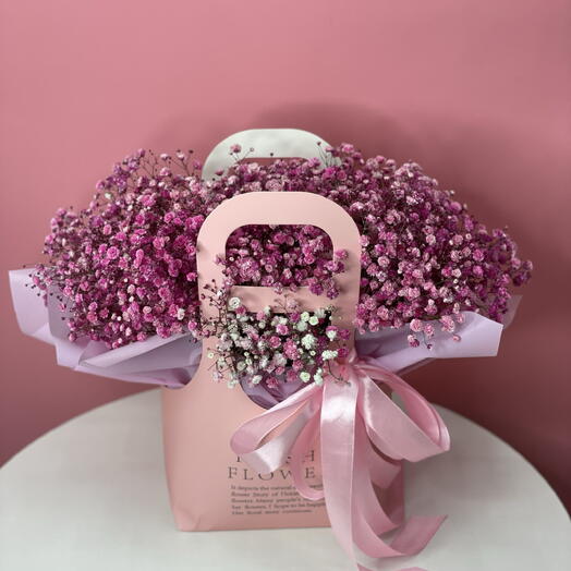 Сумочка розовая гипсофила