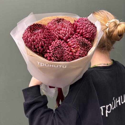 Букет из винных хризантем Бигуди 5шт