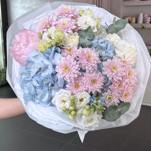 Bukiet mieszany błękitno-rożowy