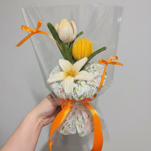 Плюшевый букет тюльпанов подарок на 8 марта 💛