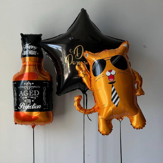 Крутой кот виски и звезда , cool cat, в очках и галстуке подарок парню мужчине другу подруге девушке брату на день рождения