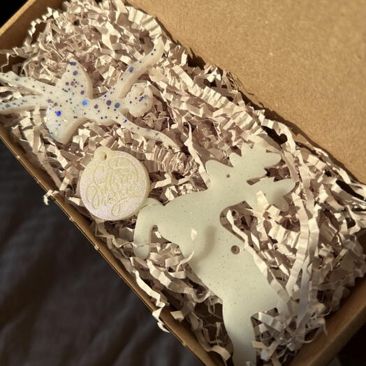 Набор ёлочных игрушек из эпоксидной смолы