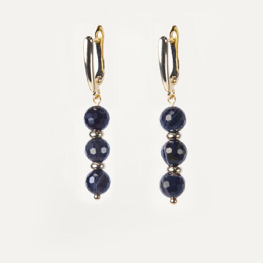 Серьги Ваниль Черный агат 14K (EAR1146)