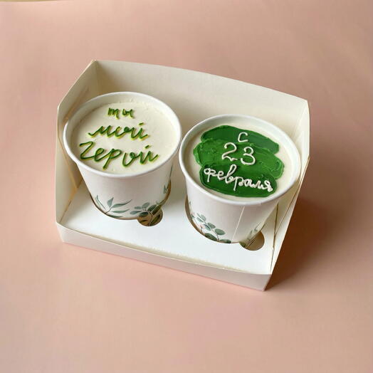 Набор тортов в стакане 2шт cake to go на 23 февраля Ты мой герой