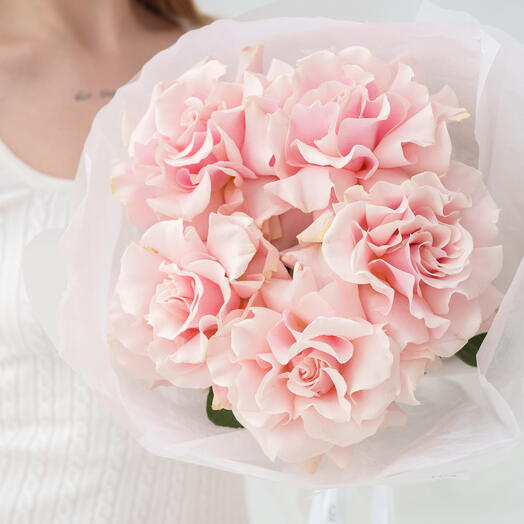 Букет из 5 французских роз Pink Mondial