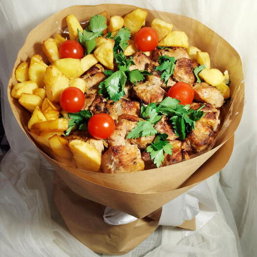 Мужской букет из шашлыка, картошки, подарок мужчине, папе, мужу