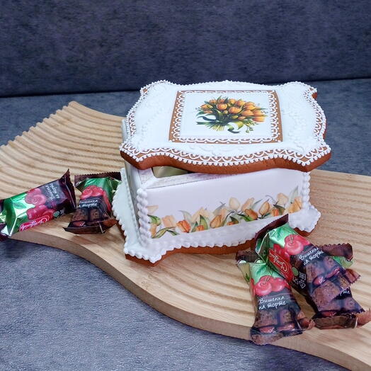 Пряничная шкатулка Желтые тюльпаны