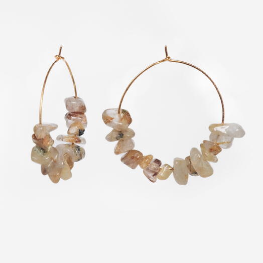 Серьги Корица Рутиловый кварц 14K (EAR1028)
