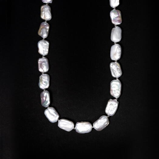 Чокер ожерелье Акация Барочный жемчуг белый культивированный Rh+ 35 см (CHO1059)