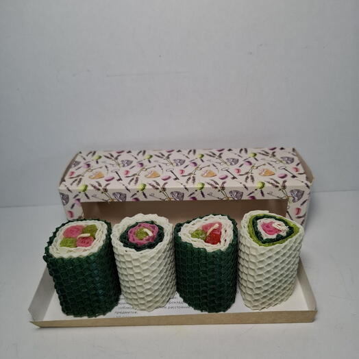 Подарочный набор на 8 марта  -  эксклюзивные свечи в виде суши , ручная работа