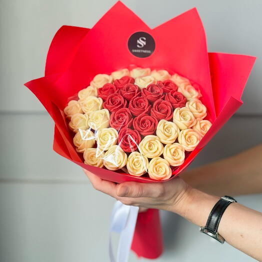 37 rosas de chocolate "Corazón" rosas de chocolate peonías ramo comestible