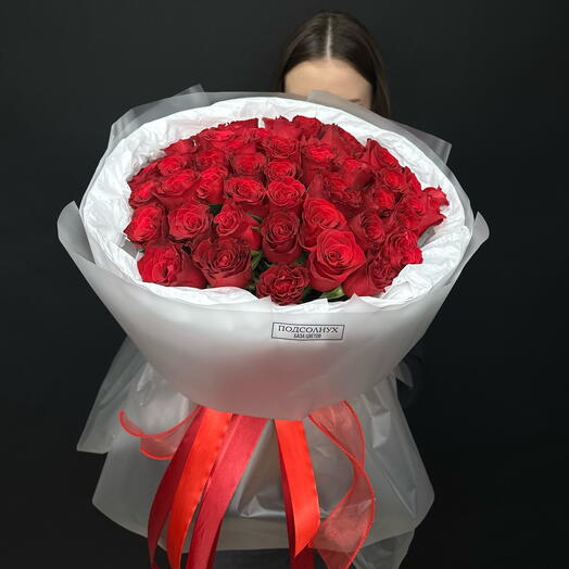 Букет из 51 красной розы Кения